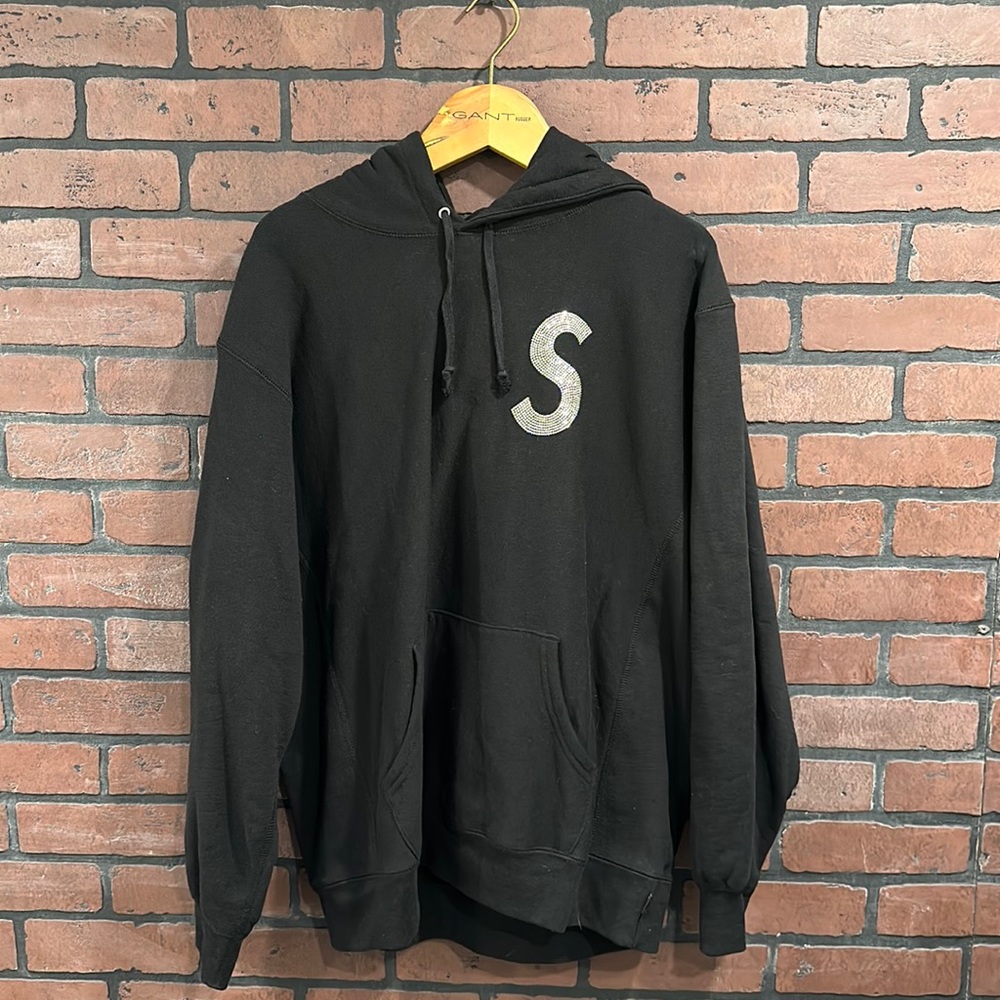 Supreme Swarovski S Logo Hoodie, Black, Size L (US)